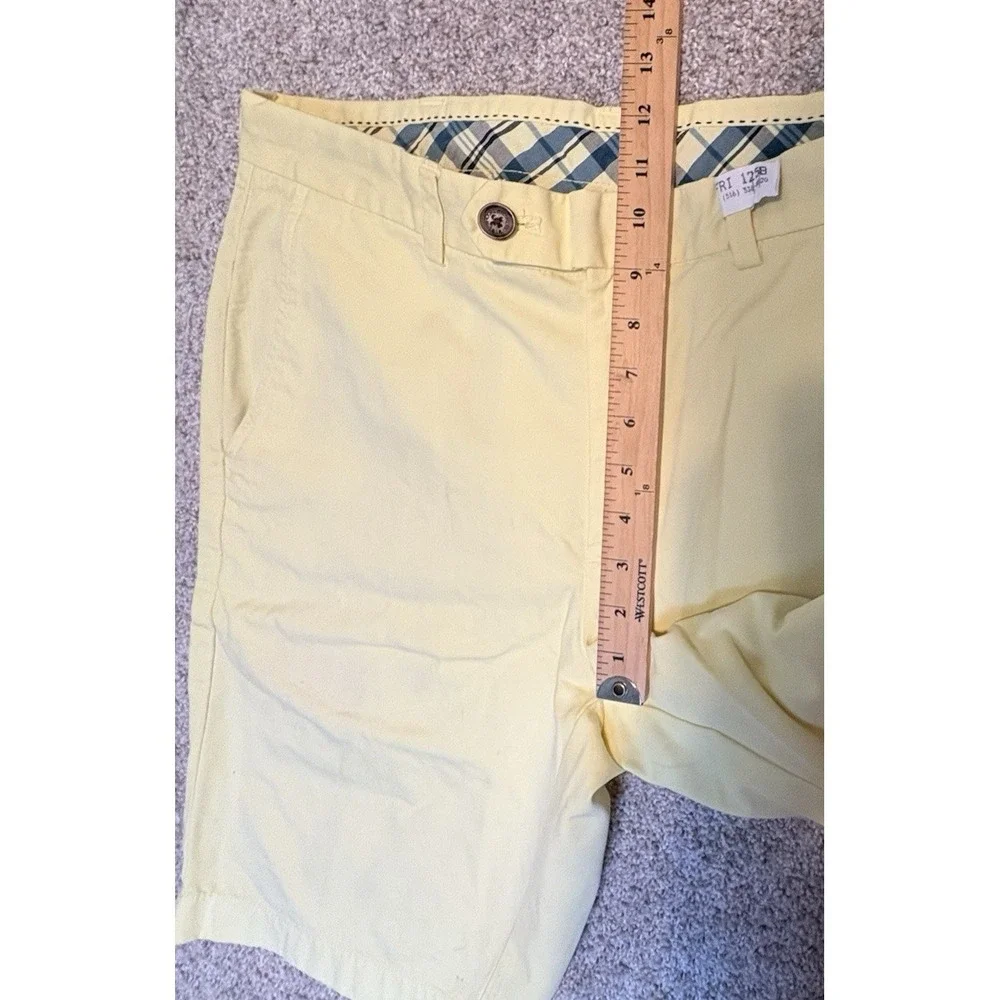Brooks Brothers Bermuda Shorts Chino Flat‎ Front Mens W 33 Yellow Casual Cotton